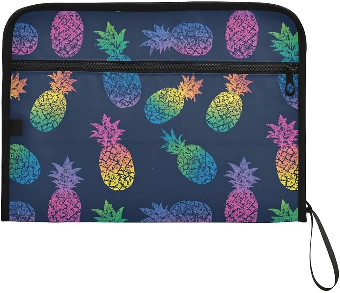 Iridescent Pineapple Accordion File Organizer Expanding Document Folder with 13 Pockets Portable File Folder for A4 Letter Size