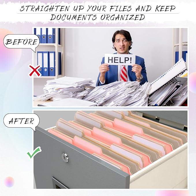 48 Pcs File Folders 9.5x11.6 Inch Manilla Folders Letter Size with 1/3 Cut Tabs 12 Colored Office Home School Organizers for Documents, Classroom Supplies and Paper Storage (Sweet Color)
