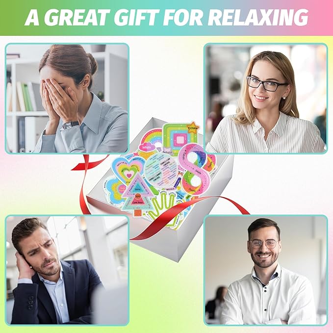 24 Pieces Anxiety Sensory Stickers with Storage Box - Calming Strips with 2 Textured Stickers for Adults & Desk Fidget