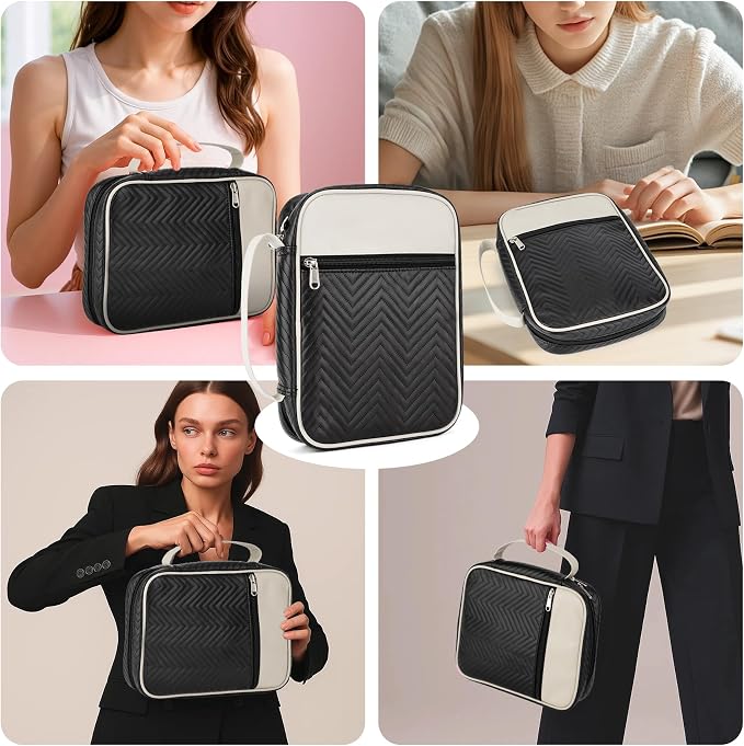 Bible Cover Case,Leather Carrying Book Case with Handle&Zippered Pocket for Standard Size Bible Christian Study Bible Book Gifts(Black)