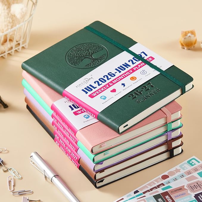 Planner 2026-2027, Weekly and Monthly Academic Planner/Calendar for Women/Men, July 2026 - June 2027, A5 (5.8" x 8.3"), Inner Pocket, 100GSM Paper, Soft Cover Agenda Book for School Office Supplies