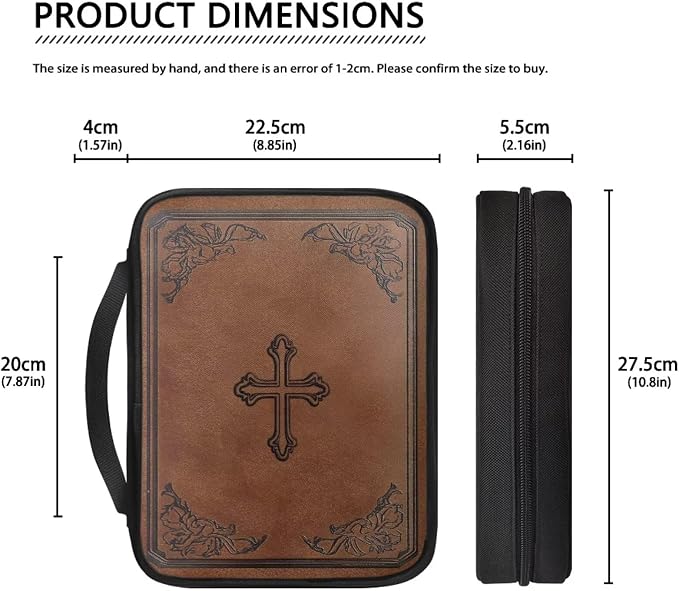 Cross Design Bible Cover for Women Men with Handle Portable Book Carrying Cases Church Bag