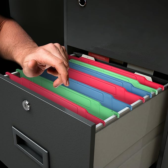 Watersay 3 Pack File and Folder Dividers 11 x 6 Inches Hanging Filing Cabinet Dividers Plastic Folder Organizer Insertable File Separators Office Filing Supplies for Organization (Primary Color)