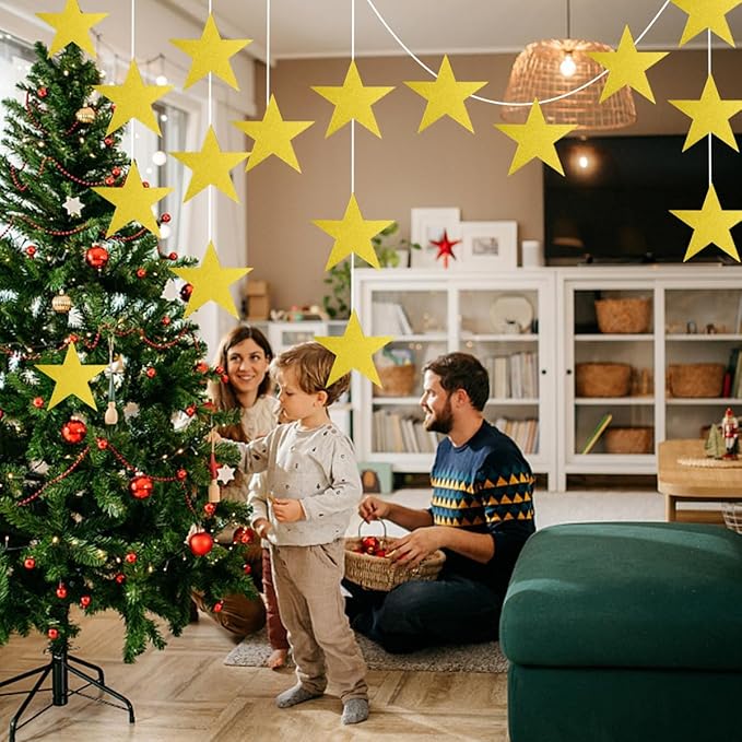 60 Pcs Glitter Star Cutouts - Double Printed Paper Stars, 6 Inch, Wedding Party & Classroom Decoration Supply (Gold)