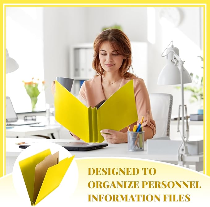 Skyygemm 24 Pcs Classification Folders Letter Size, 1 Divider Pressboard File Folder with Fasteners, Expanding File Organizer Bulk for School Teachers, Office Employee, Coworker, Staff (Yellow)
