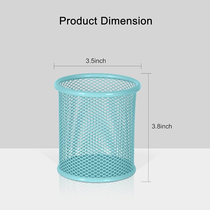 EasyPAG Pencil Holder for Desk, 2 Pack Metal Pen Organizer, Mesh Pencil Cup Organizer for Home, Office, Classroom, School, Light Blue