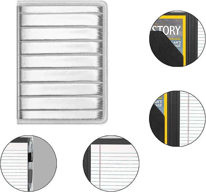 Padfolio/Portfolio Binder, Mini Padfolio Portfolio Binder 5 x 8 Legal Writing Pad, A5 Document Organizer Folder for Men Women,Silver