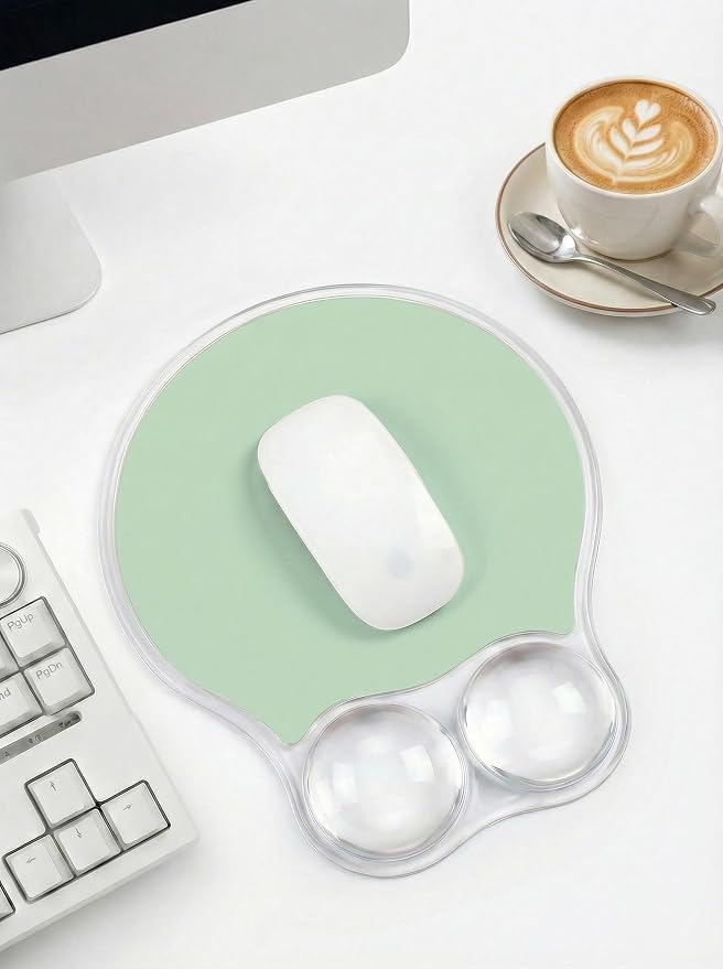 Ergonomic Gel Mouse Pad Wrist Rest Support for Desk, PU Base, Smooth Surface, Crystal Gel Cushion, Non-Slip Stability, Mousepad for Office/Home/Study Light Green AMP-05