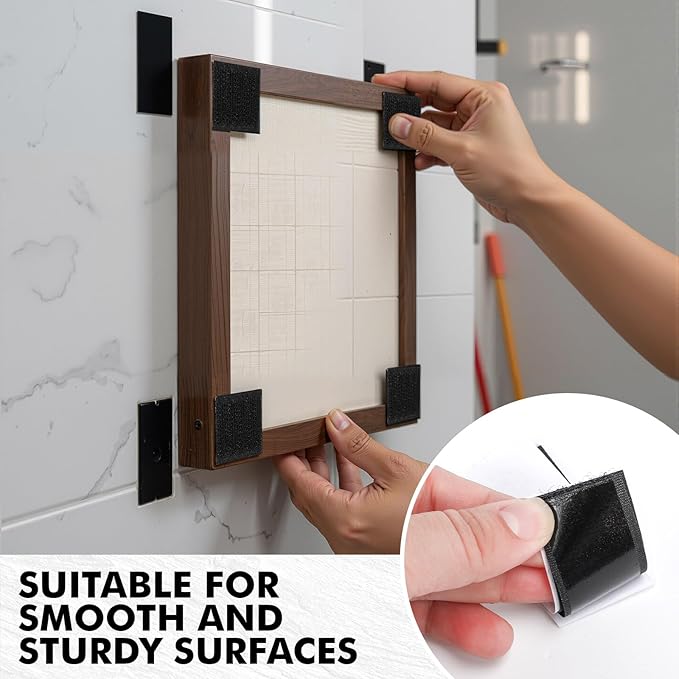Norme 60 Pcs Heavy Duty Hook and Loop Strips with High Adhesive, Square Circle Design Multiple Double Sided Strong Mounting Tape for Fabric Clothes Curtains for Office Home, Black