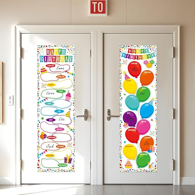 Confetti Happy Birthday Poster Chart Calendars Bulletin Board Decorations Colorful Birthday Classroom Wall Door Decor for Bulletin Boards Nursery Home Kindergarten Back to School Supplies