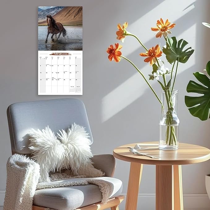 2026 Wall Calendar Horse Planner Calendar, Hangable Monthly Wall Calendar with Large Blocks for Organizing & Planning, Academic Schedule, Home, Office & family, Thick & Sturdy Paper (12"x24" Open)