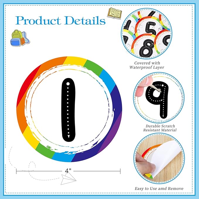 WhatSign Classroom Stickers, 36PCS Number Spot Markers - Floor Decals for Classroom Organization, Back to School Teacher Supplies