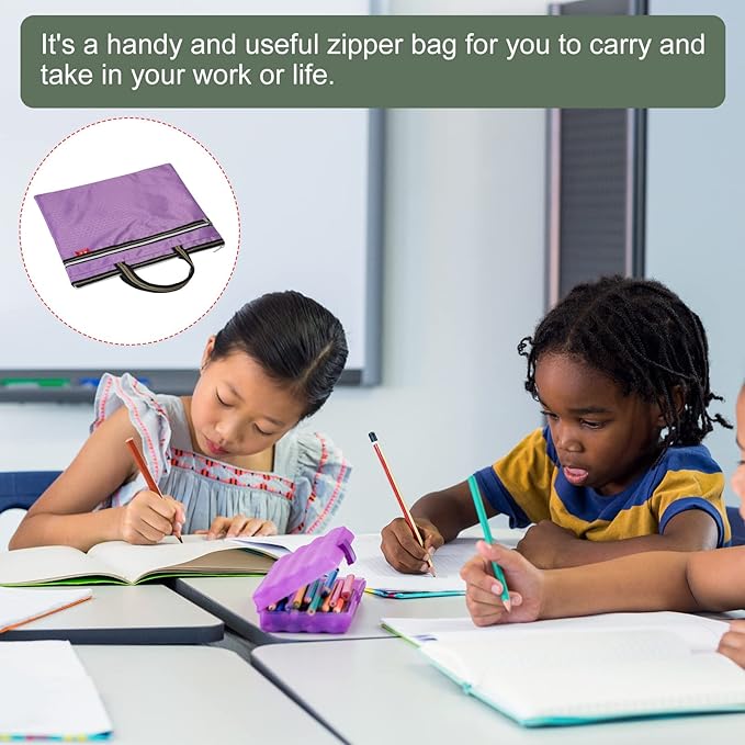 YOKIVE Waterproof Zipper Bag, Document Books Storage Tote Bags Tools Organizer Pouch, Great for Classroom Office(Purple)