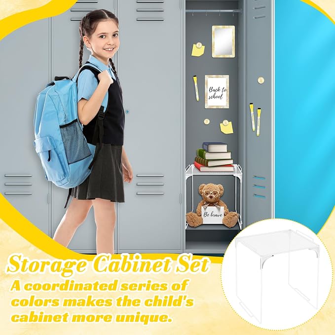 Denylo pro Magnetic Locker Marble Accessories Kit Pale Yellow Back to School Essentials Locker Organizer Supplies Include Mirror Whiteboard Pen Shelf Magnet Magnetic Buckle Back to School Essentials