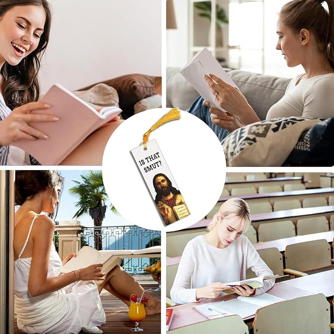 2 Pack Funny Gift Female Bookmark Male Bookfriend BFF Sisters Christian Bookmark Colleague Birthday Adult Christmas Gift Teenager Boy Girl Funny Easter Gift for Him She(Yellow&White-A)