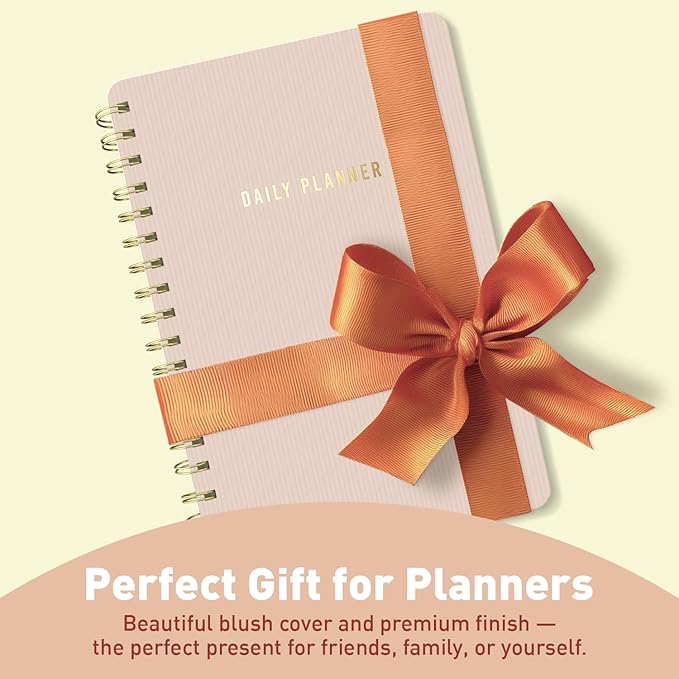 Sweetzer & Orange Daily Planner Notebook – Undated Two-Page Daily Layout with Hourly Schedule, To-Do List, Priorities, and Notes – 6.5" x 9.5" Spiral Bound Productivity Organizer – 160 Pages