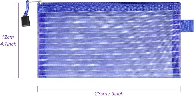 20 Pack Multicolored Zipper Mesh Pouch, Zipper Pencil Pouches Pen Bags, Multipurpose Travel Bags for Cosmetic School Office Supplies and Travel Accessories, 10 Colors (Assorted A)