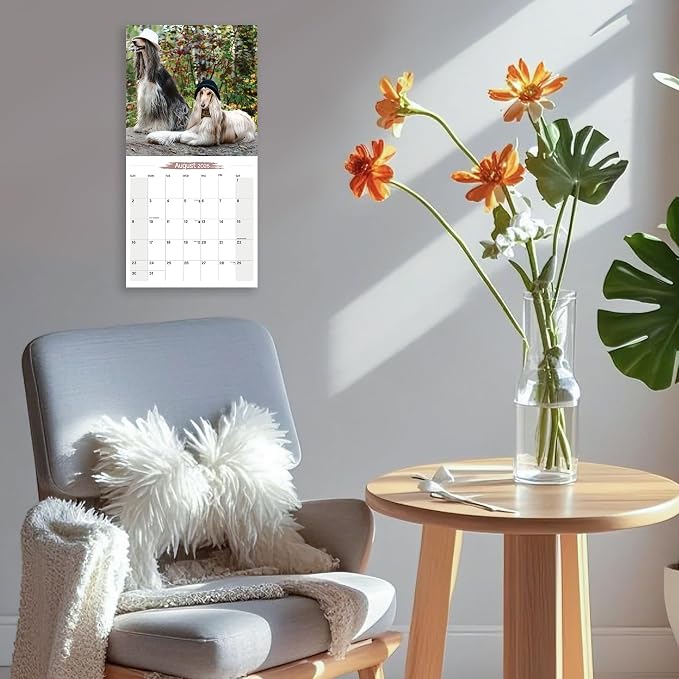 2026 Wall Calendar Afghan hound Planner Calendar, Hangable Monthly Wall Calendar with Large Blocks for Organizing & Planning, Academic Schedule, Home, Office & family, Thick & Sturdy Paper (12"x24" Open)