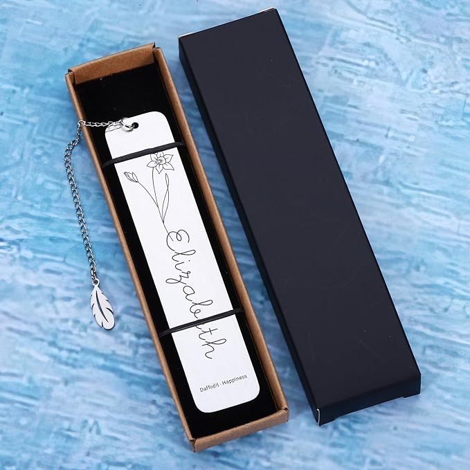 Personalized Bookmarks for Women Book Lover Birth Flower Birthday Customized Gifts for Reading Her Daughter Friends (Birth Flower with Flower Language)