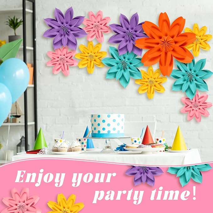 Spring 3D Paper Flowers Bulletin Board for Wall Classroom Decorations Floral Craft Large Paper Flowers Colorful Premade School Home Party Supplies Decor for Photo Backdrops Door Celebrations Favor