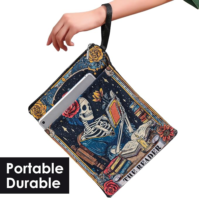 Gothic Book Sleeve Pouch - Tarot Books Covers Protector for Paperbacks with Handle Pocket Waterproof Library Reading Accessories Birthday Halloween Christmas Gift for Reader Student Women