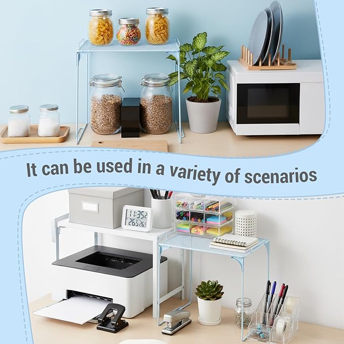 Colarr Blue Locker Organizer Shelf Locker Accessories for Girls Stackable Storage Organization Shelf Area Saver Fits Standard Size for School Office Kitchen and Home