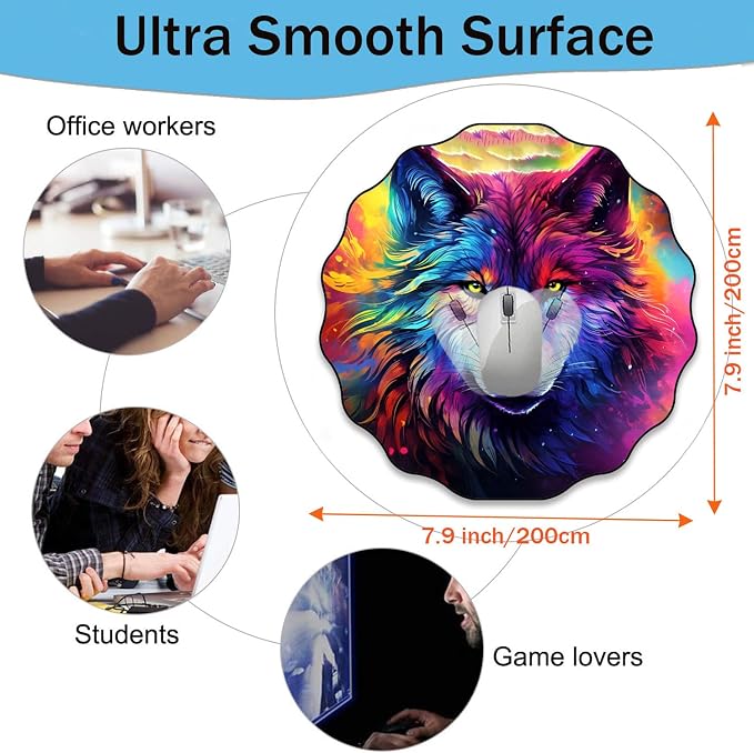 Pen Holder and Anti-Slip Mouse Pad Combination, Makeup Brush Storage Box, Tableware Storage Box, Suitable for Office and Home - Colorful Space Wolf