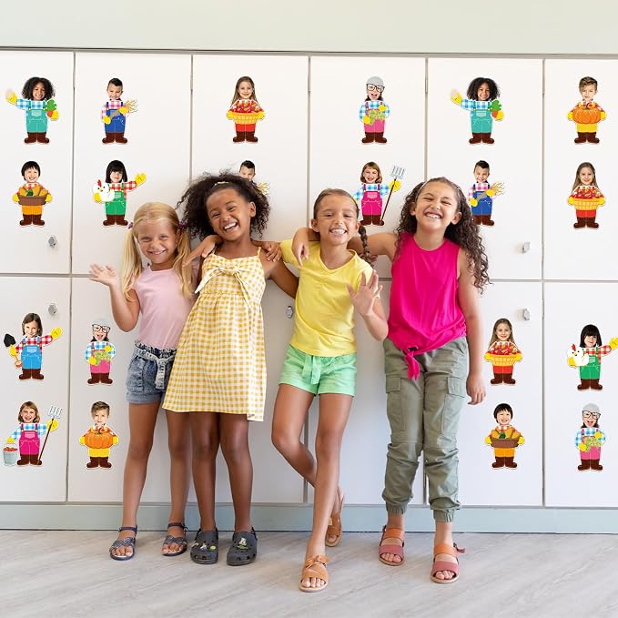gisgfim 80Pcs Farm Animal Farmer Cutouts Back to School Decorations Bulletin Board Farmhouse Paper Cut-Outs Classroom Decor for Boy Girl DIY Craft Photo Wall Kindergarten Preschool Party Favor Supply