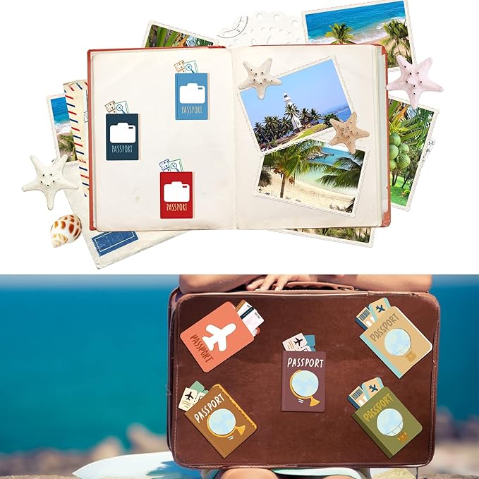 Junkin 60 Pieces Travel the Map Passports Mini Accents Passports Cutouts World Travel Bulletin Board Decorations for School Office Home Nursery Teacher Party Classroom Decor (Passport)