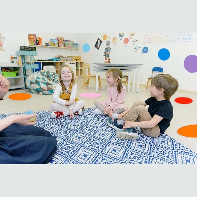 ELANE 12 Pcs Colorful Dry Erase Dots for Classroom Tables, Board for Desk, Sticker for Wall, Tables (6 Inch) (12)