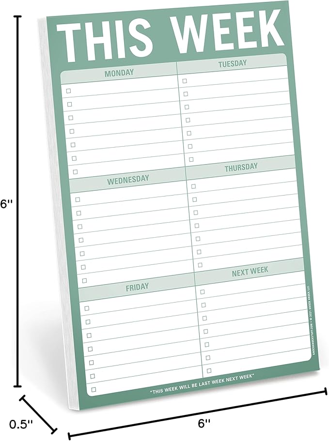 Knock Knock 1-Count This Week Pads, To Do List Notepads, 6 x 9-inches each (Sage Green)