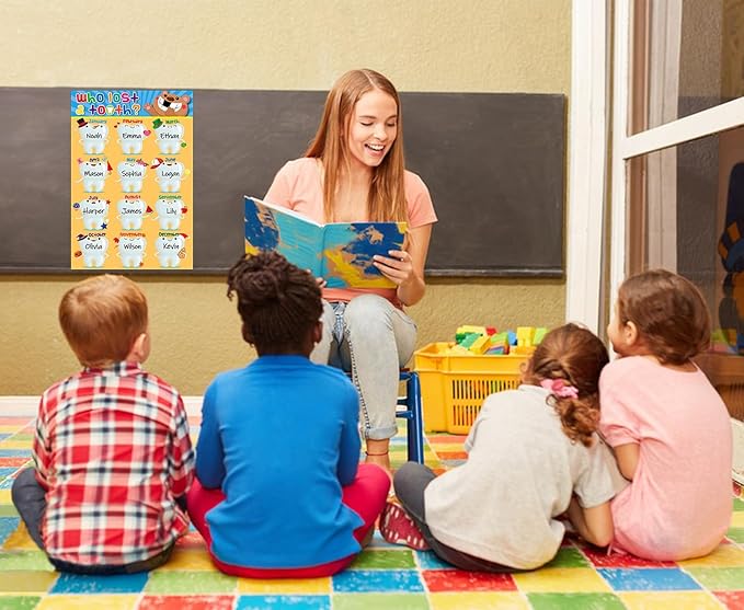 D4DREAM Who Lost a Tooth Poster - 11"x 16.5" Confetti Lost Teeth Learning Posters Charts for Nurse Office Decorations Back to School Teacher Supplies for Kindergarten Elementary Classroom