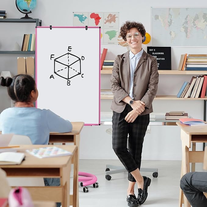 Mobile Dry Erase Board, 40x26 Inches Mobile Whiteboard on Wheels, Magnetic Standing White Board with Flip Chart Paper, Portable Rolling Dry Erase Board for Classroom, School, Office, Home