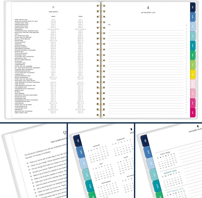 AT-A-GLANCE Planner 2025-2026 Academic, Simplified by Emily Ley, Weekly & Monthly, 8-1/2" x 11", Large, Monthly Tabs, Flexible Cover, Customizable, Lilac Plaid (EL39-901A)