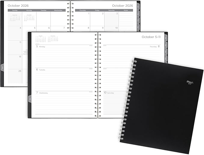 Mead 2027 Planner, Weekly & Monthly, 15-Month Oct-Dec, 8.5" x 11", Black (CRW6200527)