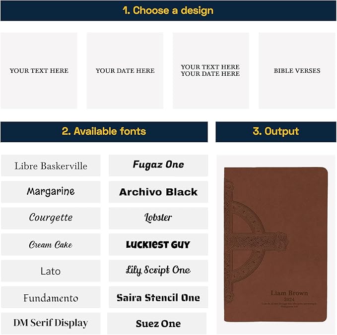 Personalized NLT Thinline Bible Faux Leather Large Print Size with Celtic Cross Design | Custom with Name, Date or Text | Gift for Religious Celebrations | Brown
