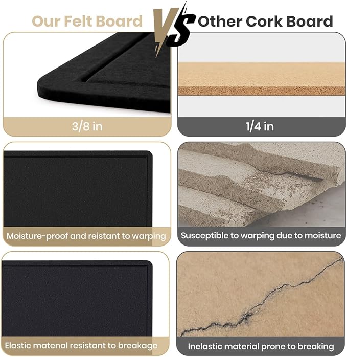 Large Bulletin Board - 60 X 36 inches Cork Board with 30 Pushpin, 5' x 3' Cork Board for Walls Pin Board, Self-Adhesive Felt Board Vision Board Foldable Photo Board for Wall - Black