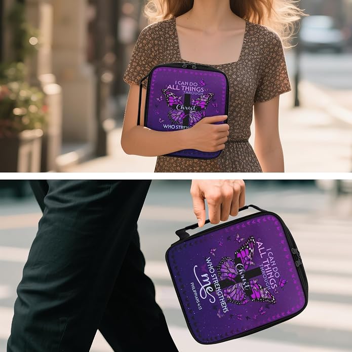 Bible Cover for Women, Bible Holder, Bible Cover With Handles, Bible Carrying Case, Bible Bags With Zipper and Pockets