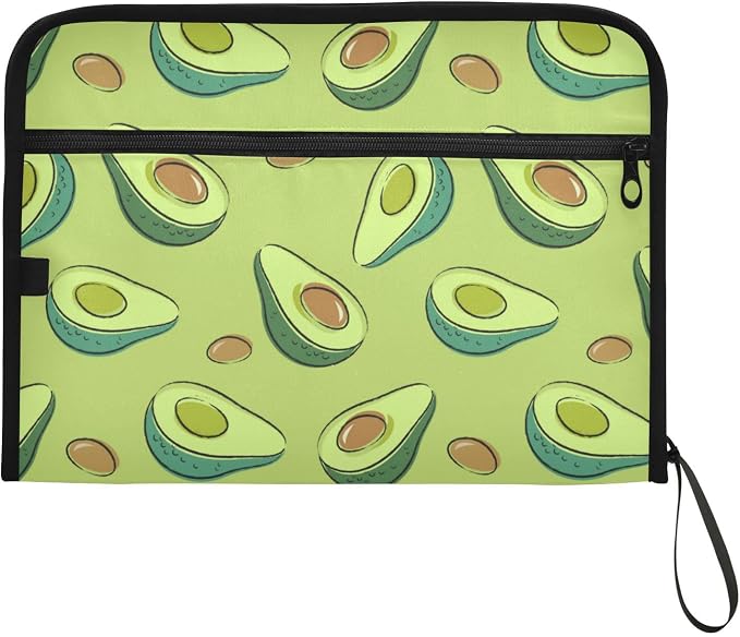 Avocados Green 13 Pockets Expanding File Folder with Sticky Labels Accordion File Folder Document Organizer Letter Size A4 Papers Expandable File Keeper