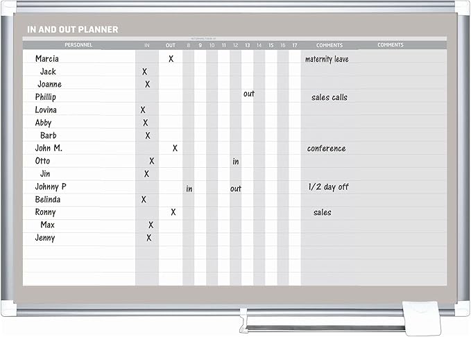 MasterVision in-Out Magnetic Dry Erase Board, 36 x 24, White Surface, Silver Aluminum Frame