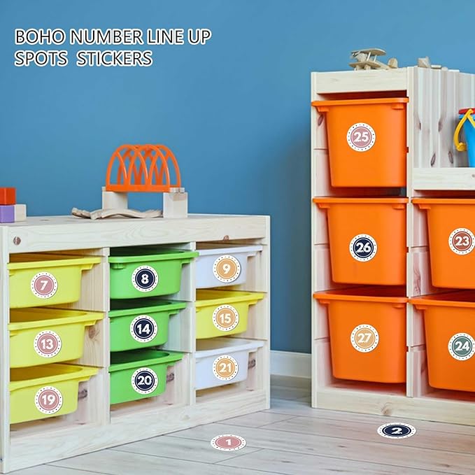 Boho Line up Spots for Classroom - 36pcs Number Stickers for Classroom Floor Stickers Dots Floor Decals for Classrooms Lining up Back to School Kindergarten Preschool Supplies
