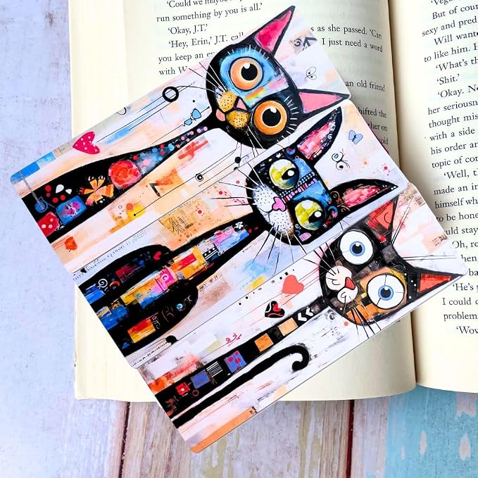Cat Animals Bookmarks 10PC Cute Markers for Reading Women Gift Set Fun Cool Book Accessories Page Holders End of Year Student Gifts Bulk Graduation Ideas School Office Supplies for Teachers