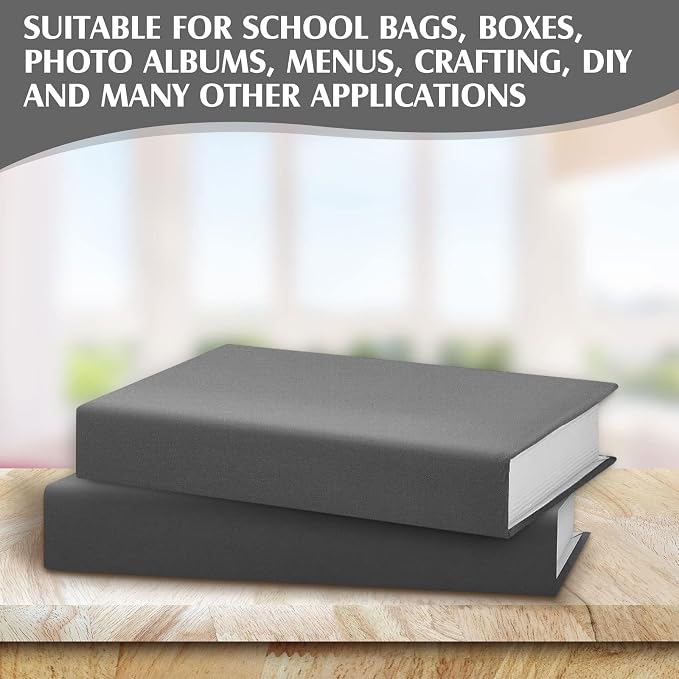 PerKoop Book Cloth for Book Binding 40 x 16 Inch Fabric Surface Paper Backed Bookcover Archival European Durable Strong Bookbinding Supplies Cover Books Album Scrapbooking (Gray)