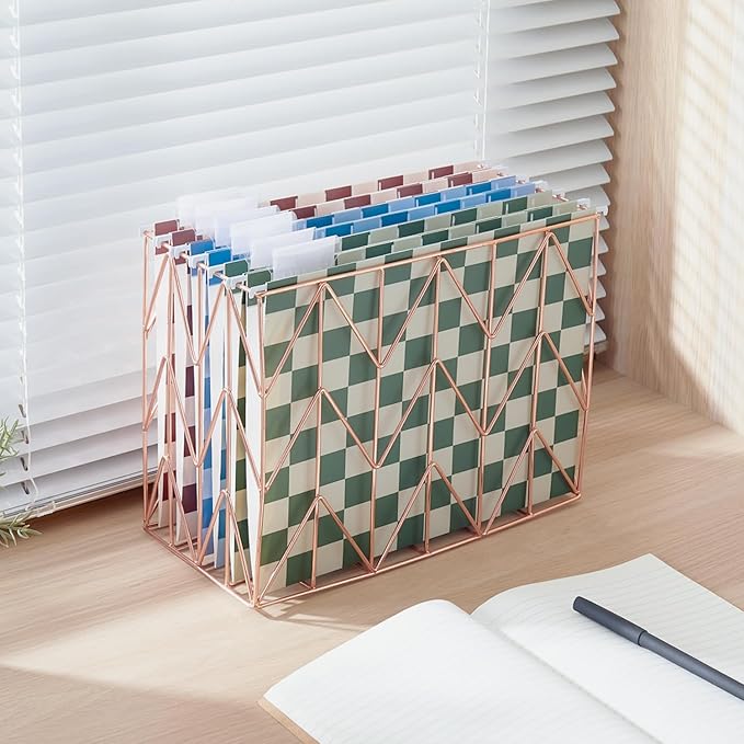 Y YOMA 6 Pack Decorative Hanging File Folders Letter Size Checkerboard Hanging Folder Pretty File Folder Organizer for Filing Cabinet Office Home with 1/5-Cut Adjustable Tabs, Classic Color
