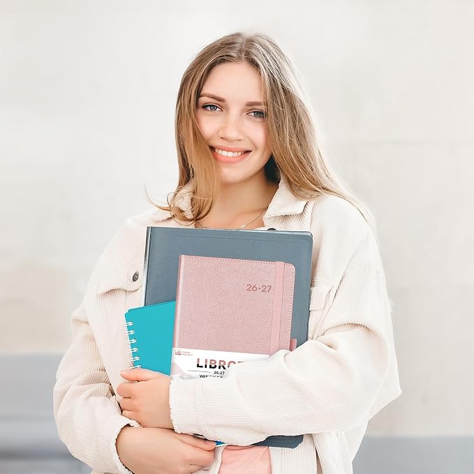 2026-2027 Planner - Academic Planner 2026-2027 Weekly Monthly Planner, July 2026 - June 2027, 5.7'' x 8.4'', Thick Paper, Leather Cover, Pen Holder, Back Pocket, Perfect Daily Organizer - Rose Gold