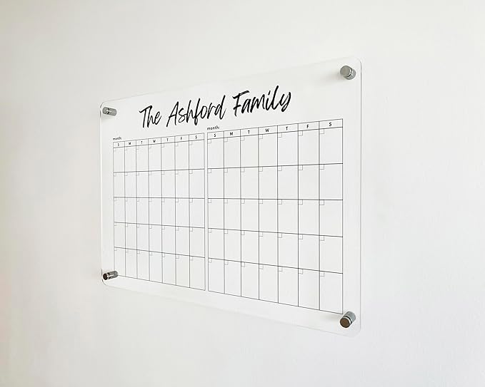 Custom 2-Month Acrylic Wall Calendar 2026 - Personalized Dry Erase Monthly Planner, Horizontal Wall Organizer, Reusable To-Do List, Housewarming Gift