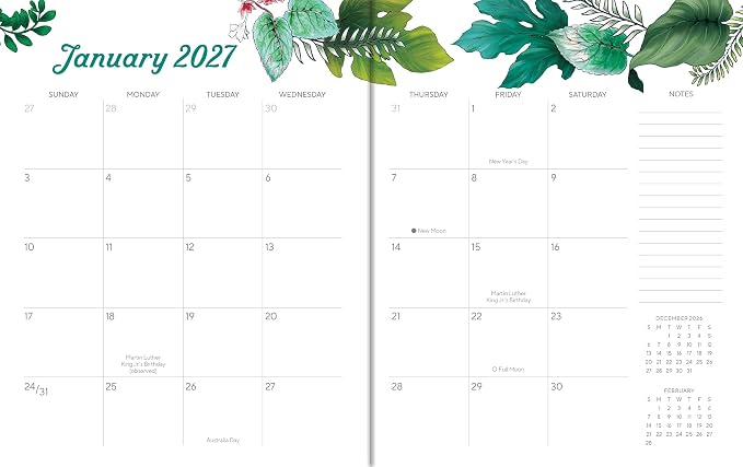 High Note 2027 Monthly Planner, 17-Month Planner: August 2026 – December 2027, 7.75" x 9.75", Greenery with Flexible Cover, Gold Foil, Project & Goal Planning Pages