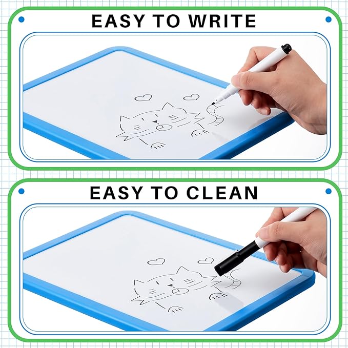 Lincia 6 Pack Magnetic Dry Erase White Board, 8.5"x11" Board with 14 Markers, Small Dry Erase Whiteboard with Magnetic for School Locker, Office, Refrigerator, Students, Girls