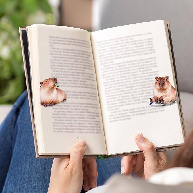 10Pcs Magnetic Bookmark, Cute Animal Book Marks for Reading, Hydrochoerus Hydrochaeris Bookmark, Office Reading Accessories, Page Clips for Book Lovers, Reader, Women, Students