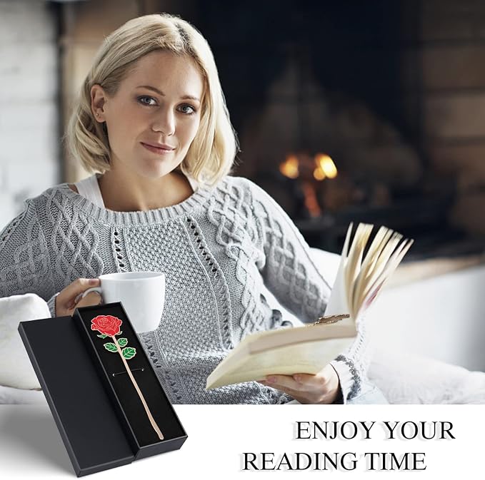 Metal Red Rose Bookmark Gift, Bookmarks for Women Mother's Day, Girlfriend and Friend Graduation, Teacher's Day, Thanksgiving, Cute Bookmarks GiftFor Book Lovers